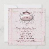 Roze Bruin Shabby Chic Baby Meisje Douche Kaart (Achterkant)