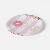 Roze Bruin Sprinkle Donuts EEN 1E verjaardagsfeest Papieren Bordje (Gekanteld)