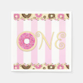 Roze Bruin Sprinkle Donuts EEN 1E verjaardagsfeest Servetten (Voorkant)