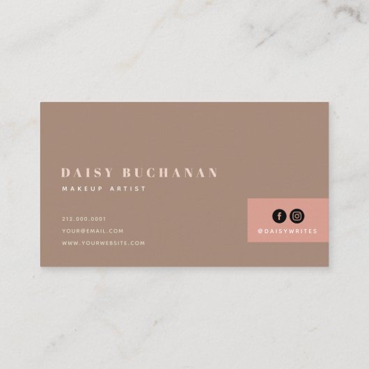 Roze & Bruin Stijlvol Block Visitekaartje (Achterkant)