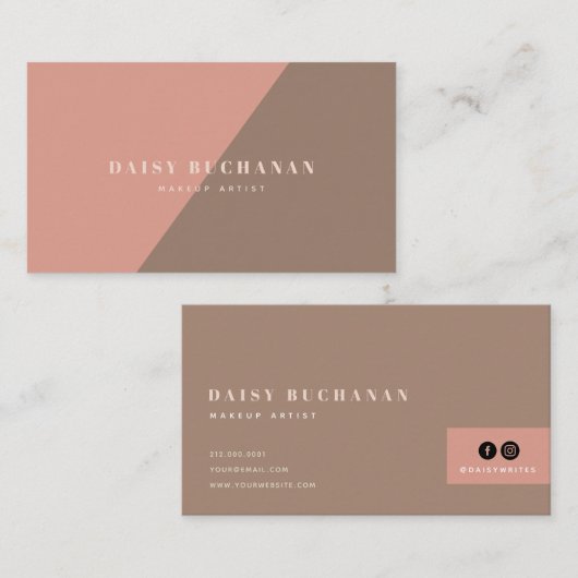 Roze & Bruin Stijlvol Block Visitekaartje (Voorkant / Achterkant)