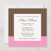 Roze bruin Stip meisje Baby shower Kaart (Achterkant)