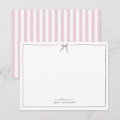 Roze, bruin & strepen Een noot van Flat Note Kaart (Voorkant / Achterkant)