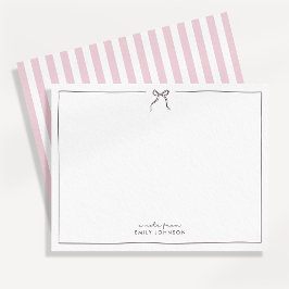 Roze, bruin & strepen Een noot van Flat Note Kaart