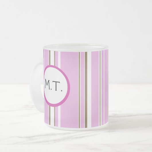 Roze bruin stripper Monogram Matglas Koffiemok (Voorkant links)