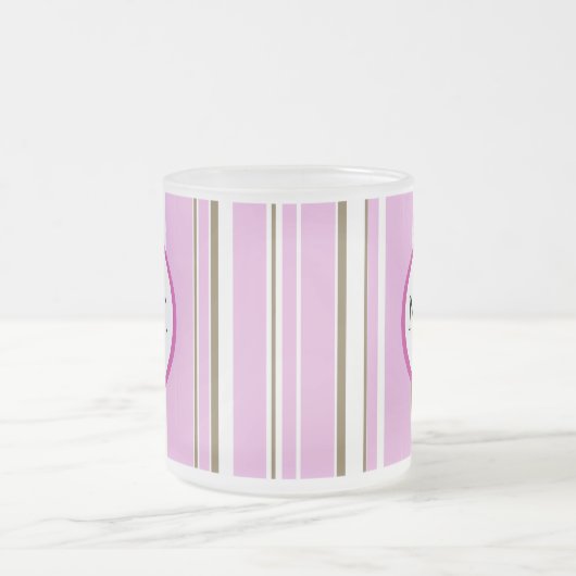 Roze bruin stripper Monogram Matglas Koffiemok (Center)