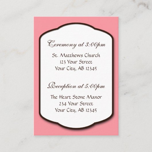 Roze Bruin & Wit Wedding Gast Referentie Kaarten (Voorkant)