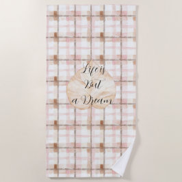 Roze Bruin Witte Plaid Strepen Blad Strandlaken