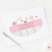 Roze Bruin Zoet Meisje Polka Dot Baby shower Ovale Sticker (Envelop)