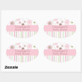 Roze Bruin Zoet Meisje Polka Dot Baby shower Ovale Sticker (Vel)