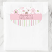 Roze Bruin Zoet Meisje Polka Dot Baby shower Ovale Sticker (Tas)