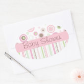 Roze Bruin Zoet Meisje Polka Dot Baby shower Ovale Sticker (Envelop)