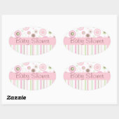Roze Bruin Zoet Meisje Polka Dot Baby shower Ovale Sticker (Vel)