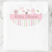 Roze Bruin Zoet Meisje Polka Dot Baby shower Ovale Sticker (Tas)