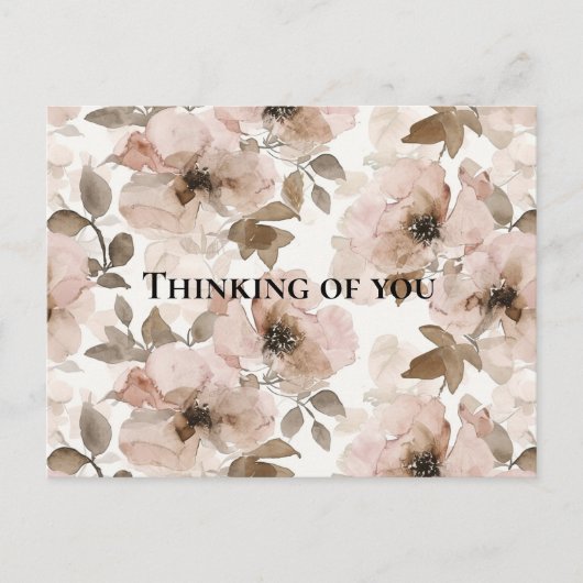 Roze Bruin Zuidwestelijke Bloemen Denken aan jou Briefkaart (Voorkant)