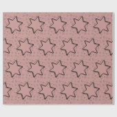 Roze Bruin & Zwarte Kerststerren Cadeaupapier (Vlak)