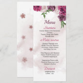 roze bruinbloemen groen huwelijk menu (Voorkant / Achterkant)