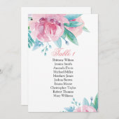 Roze bruinbloemen trouwzittingskaart. Botanisch pl Kaart (Voorkant / Achterkant)