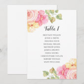 Roze bruinbloemen trouwzittingskaart. Tabel plan Kaart (Voorkant / Achterkant)