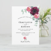 Roze bruinbloemkolen bruinachtige bruine bruiloft kaart (Staand voorkant)