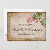  roze bruindraden die de datum opslaan aankondigingskaart (Voorkant / Achterkant)