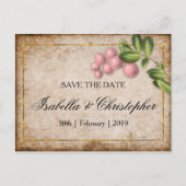  roze bruindraden die de datum opslaan aankondigingskaart (Voorkant)