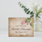  roze bruindraden die de datum opslaan aankondigingskaart (Staand voorkant)