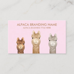 Roze Bruine Alpaca Dier Visitekaartje
