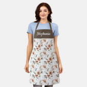 Roze Bruine Aquarel Wilde Bloem Eigen Naam Schort (Gedragen)