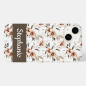 Roze Bruine Aquarel Wilde Bloem Naam Case-Mate iPhone Case (Achterkant (horizontaal))