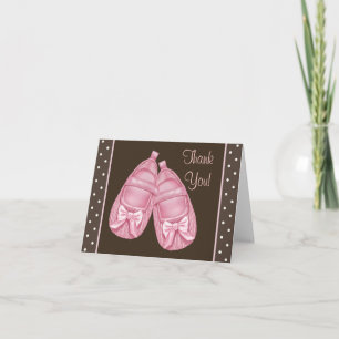 Roze Bruine Baby Shower Bedankkaartjes Bedankkaart
