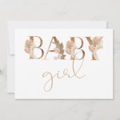 Roze bruine babymeisje display shower insteekkaart kaart (Achterkant)