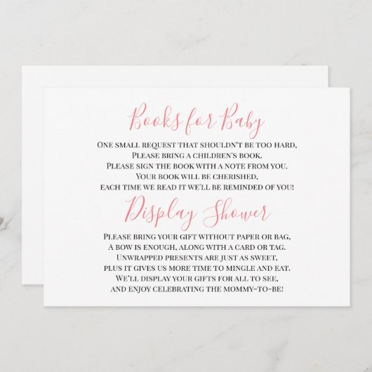 Roze bruine babymeisje display shower insteekkaart kaart (Voorkant / Achterkant)