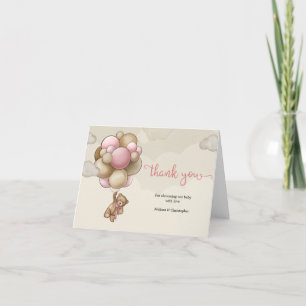 Roze bruine beige ballonnen tedy beer bedankt