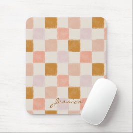Roze Bruine Beige Geometrisch Patroon Stijlvol Muismat