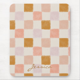 Roze Bruine Beige Geometrisch Patroon Stijlvol Muismat
