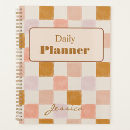 Roze Bruine Beige Geometrische Dagplanner Hoes Planner