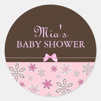 Roze & Bruine Bloem Moderne Sticker