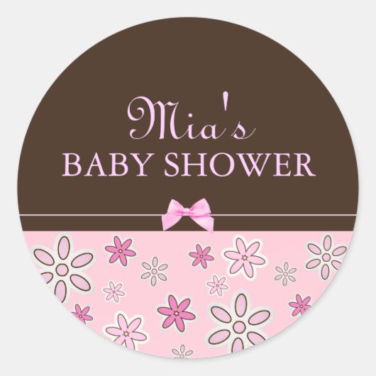 Roze & Bruine Bloem Moderne Sticker (Voorkant)