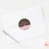 Roze & Bruine Bloem Moderne Sticker (Envelop)