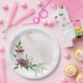 roze bruine bloemen botanisch papieren bordje (Feest)