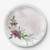 roze bruine bloemen botanisch papieren bordje (Voorkant)