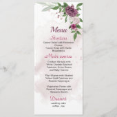 roze bruine bloemen bruin trouwmenu menu (Voorkant)