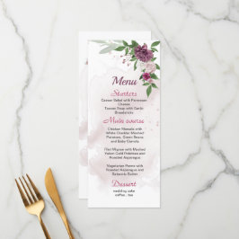 roze bruine bloemen bruin trouwmenu menu