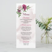 roze bruine bloemen bruine bruiloft menu (Staand voorkant)