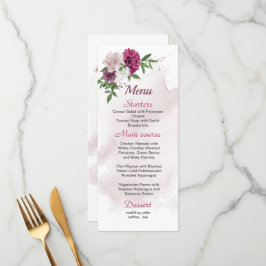 roze bruine bloemen bruine bruiloft menu