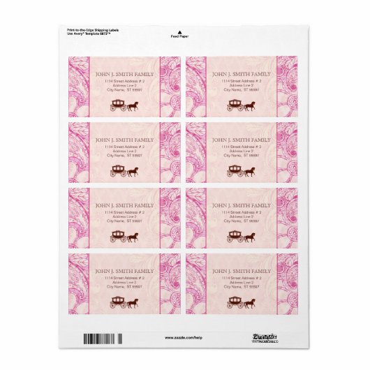Roze & Bruine Bloemen Swirls - Aangepaste tekst Etiket (Full Sheet)
