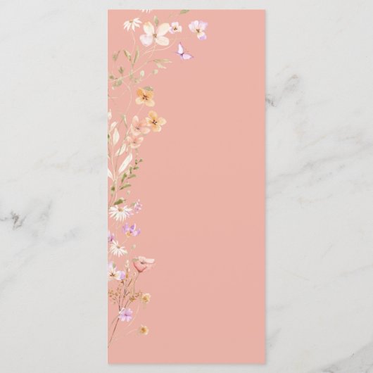 Roze Bruine Bloemen Wedding Event Menu Tafel Decor (Achterkant)