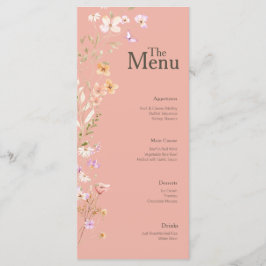 Roze Bruine Bloemen Wedding Event Menu Tafel Decor