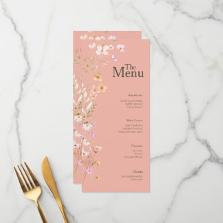 Roze Bruine Bloemen Wedding Event Menu Tafel Decor